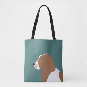 Basset Hound Allover Tote Tygkasse