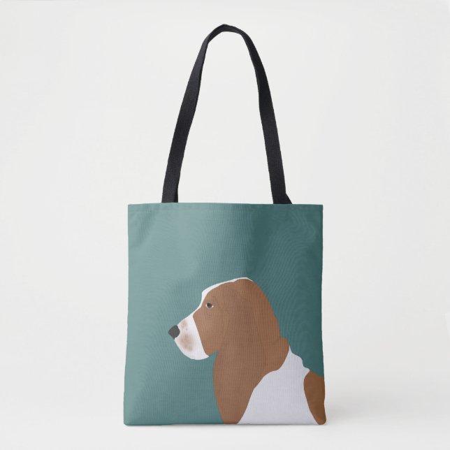 Basset Hound Allover Tote Tygkasse (Framsida)