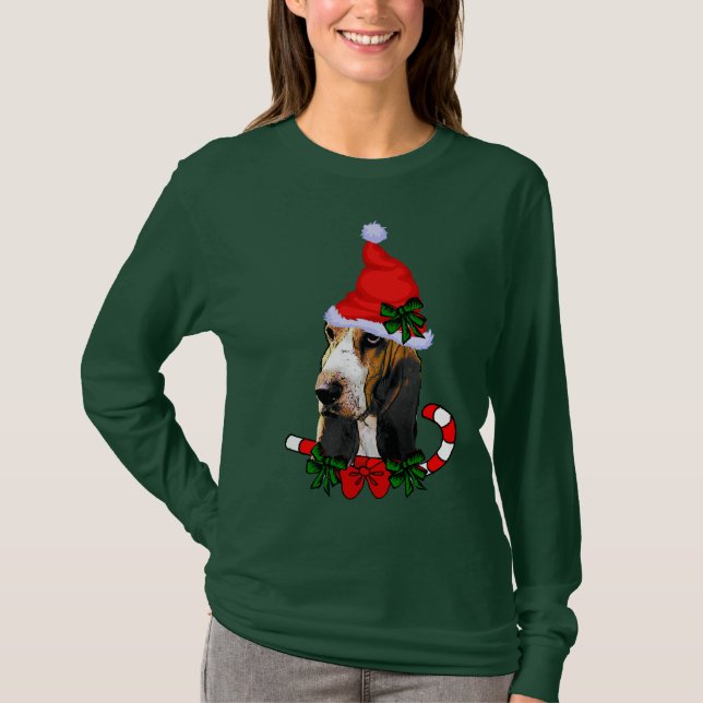 Basset Hound Älskare jul jul T Shirt (Framsida)