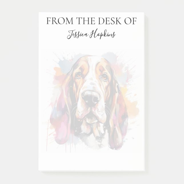 Basset Hound-älskare Monogrammerad Hund Post-it Block (Framsida)