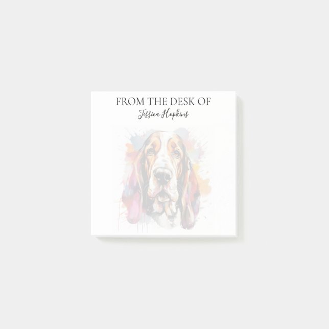 Basset Hound-älskare Monogrammerad Hund Post-it Block (Framsida)