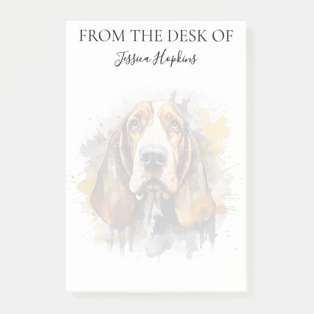 Basset Hound-älskare Monogrammerad Hund Post-it Block (Framsida)