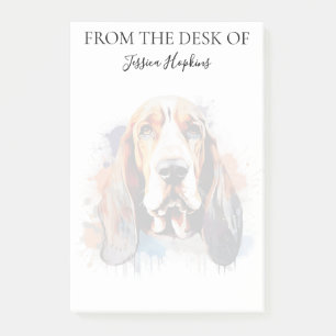 Basset Hound-älskare Monogrammerad Hund Post-it Block