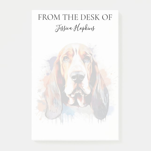 Basset Hound-älskare Monogrammerad Hund Post-it Block (Framsida)