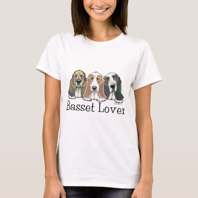 Basset Hound Älskare Namnteckning Tee (Framsida)