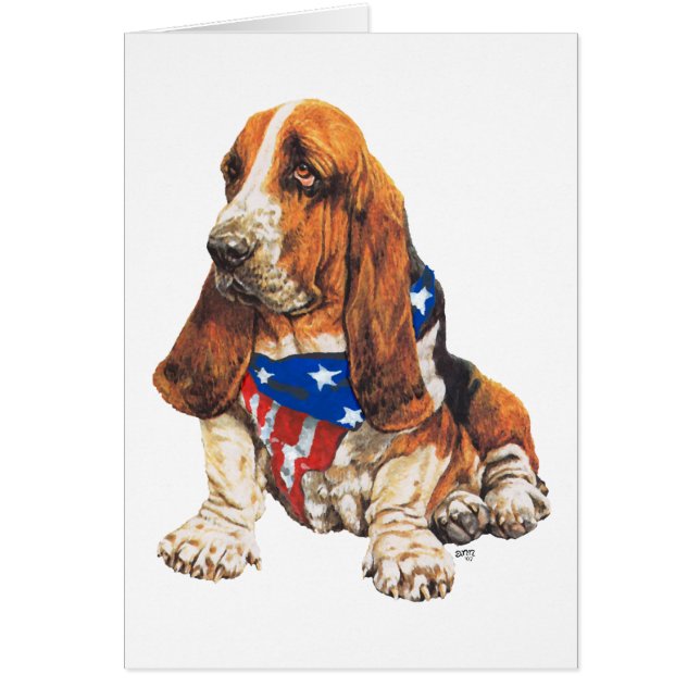 Basset Hound American Patriotic Hälsningskort (Framsidan)