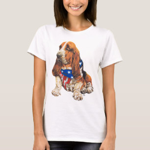 Basset Hound American Patriotic T Shirt