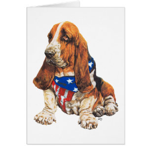 Basset Hound Amerikansk Patriotisk Hälsningskort