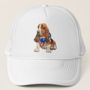 Basset Hound Amerikansk Patriotisk Truckerkeps