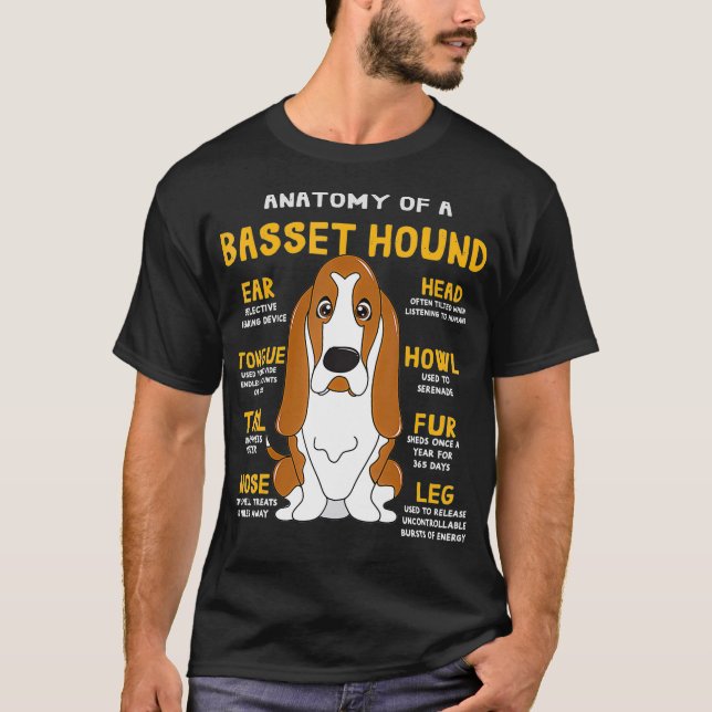Basset Hound Anatomy Rolig hund Mamma Pappa Cute G T Shirt (Framsida)