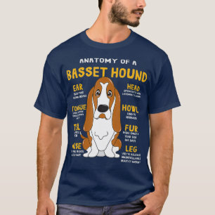 Basset Hound Anatomy Rolig hund Mamma Pappa Cute G T Shirt