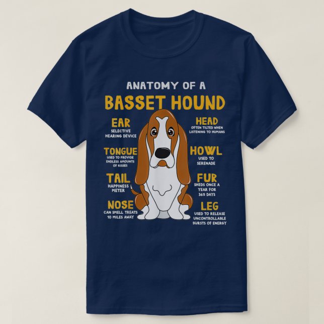 Basset Hound Anatomy Rolig hund Mamma Pappa Cute G T Shirt (Design framsida)
