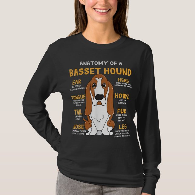 Basset Hound Anatomy Rolig hund Mamma Pappa Cute G T Shirt (Framsida)