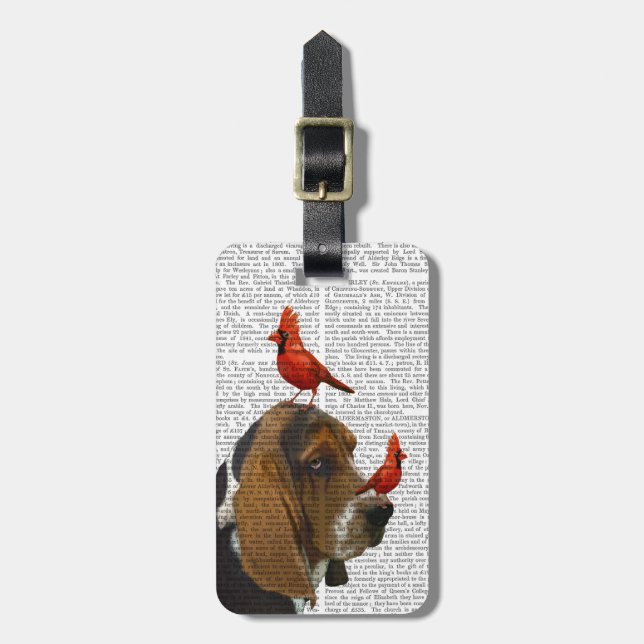 Basset Hound and Birds Bagagebricka (Vertikal Framsida)