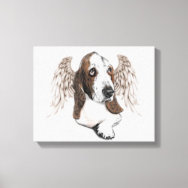 Basset Hound Angel Canvastryck (Framsida)