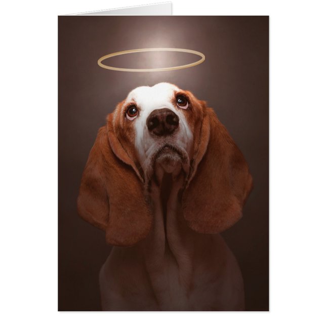 Basset Hound Angel Hälsningskort (Framsidan)