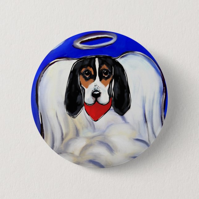 Basset Hound Ängel Knapp (Framsida)