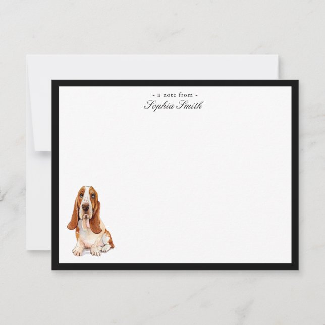 Basset Hound Anpassningsbar Flat Tackkort Tack Kort (Framsida)