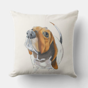 Basset Hound Ansikte Cute och Lovable Kärlek Bass Kudde