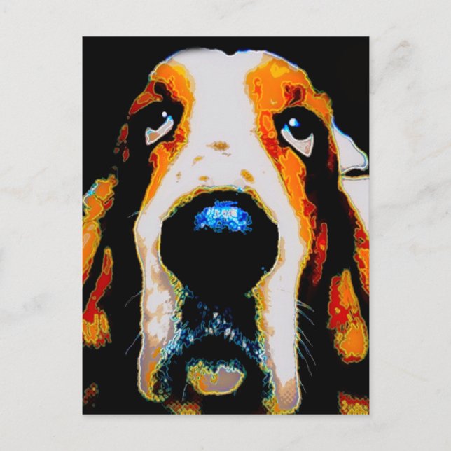 Basset Hound art Vykort (Framsida)