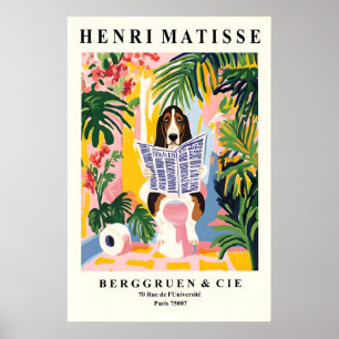 Basset Hound Badrumstryck Matisse Stil Hund Poster