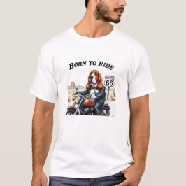 Basset Hound-Biker, född till rid T Shirt