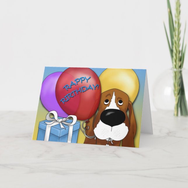 Basset Hound Birthday Card Kort (Framsida)