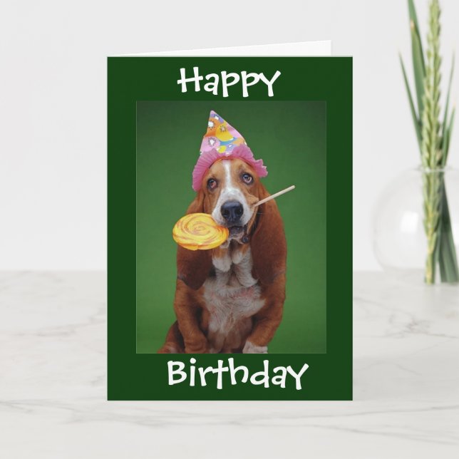 Basset Hound Birthday Lollipop Kort (Framsida)