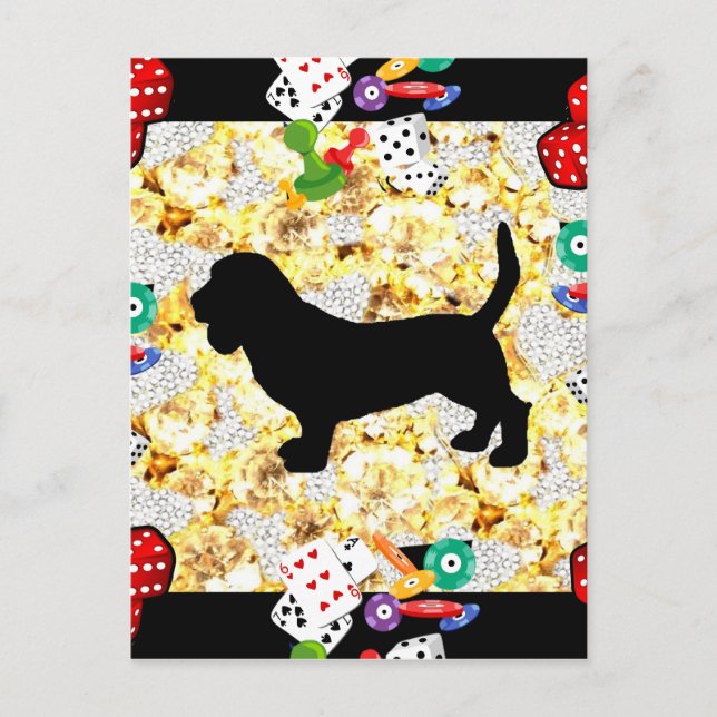 BASSET HOUND BLING VYKORT (Framsida)