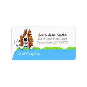 Basset Hound Blue Couch Pet Namn Personlig Adressetikett