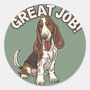 Basset Hound Bra Jobb Lärarbelöning Runt Klistermärke