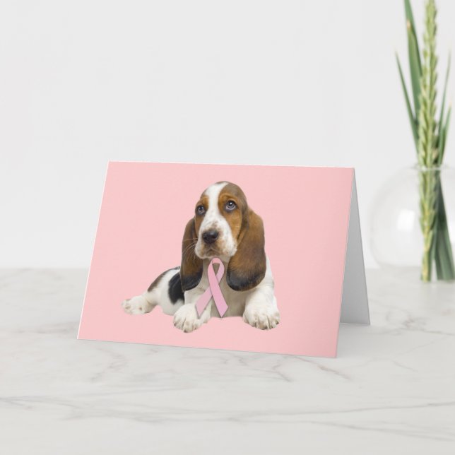 Basset Hound Breast Cancer Greeting Card Kort (Framsida)