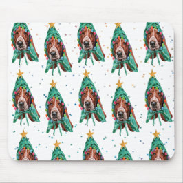 Basset Hound Breed Hund Mönster Stars jul Musmatta