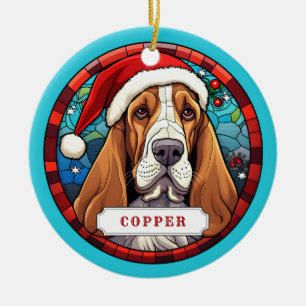 Basset Hound Ceramic Circle Ornament