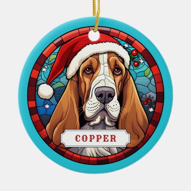 Basset Hound Ceramic Circle Ornament (Framsidan)