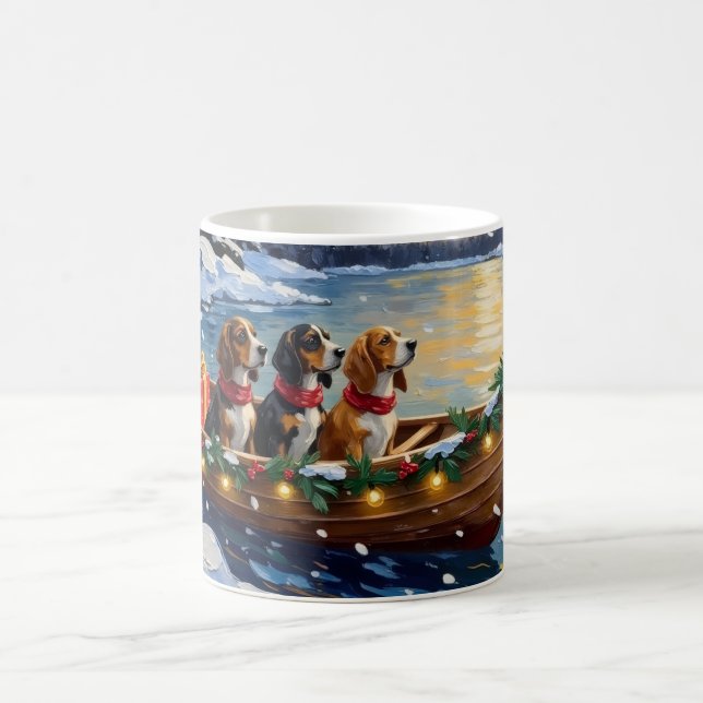 Basset Hound Christmas Boat Holiday Kaffemugg (Center)