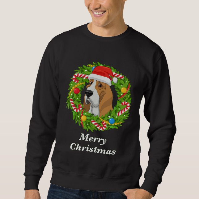 Basset Hound Christmas  For Dog  Men Women Kids Lång Ärmad Tröja (Framsida)