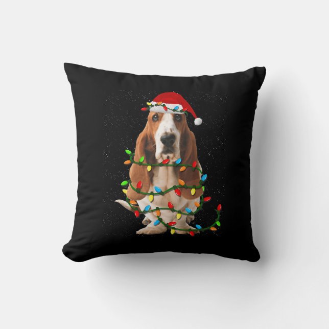 basset hound christmas lustiga basset hound hund k kudde (Framsida)