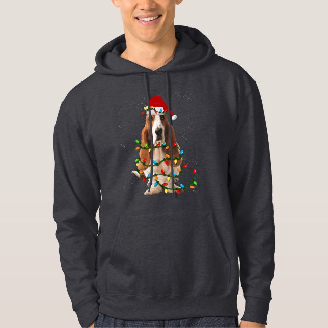 Basset hound christmas roligt basset hound hund kä hoodie (Framsida)