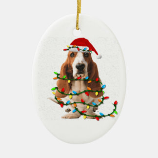 Basset hound christmas roligt basset hound hund kä julgransprydnad keramik