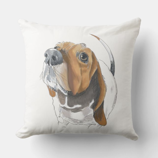 Basset Hound Close Cute Cute och lovable Kudde (Framsida)
