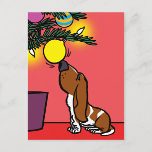 BASSET HOUND CURIOSITY POSTCARD HELG VYKORT