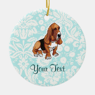 Basset Hound; Cute Julgransprydnad Keramik