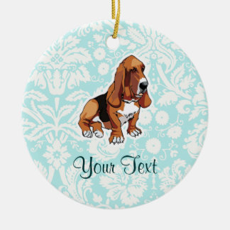 Basset Hound; Cute Julgransprydnad Keramik
