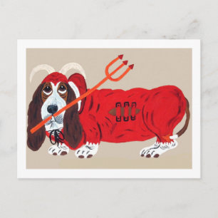 Basset Hound Djävul Helg Vykort