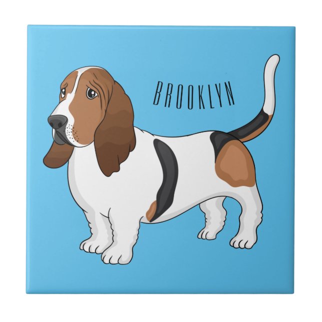 Basset hound dog cartoon illustration kakelplatta (Framsidan)