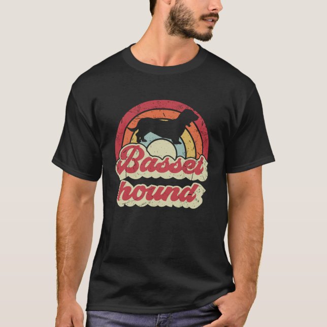 Basset Hound Dog  For Men Women Basset Hound Vinta T Shirt (Framsida)