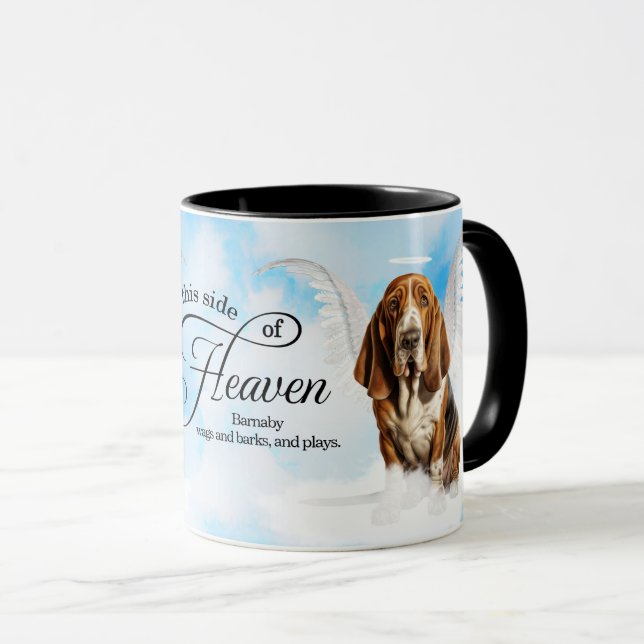 Basset Hound Dog Heaven Personalized Memorial Mugg (Framsida höger)