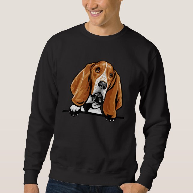 Basset Hound Dog Lång Ärmad Tröja (Framsida)