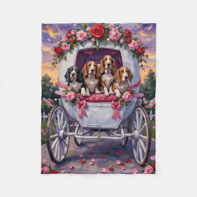 Basset Hound Dog Valentine's Day  Fleecefilt (Framsidan)